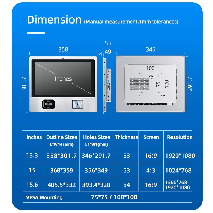 15Inch Embedded Industrial Windows panel PC ZPC150-L122